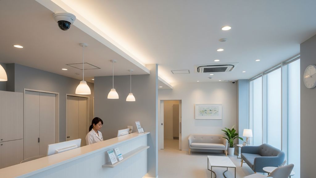 防犯カメラがついたクリニックの内観
