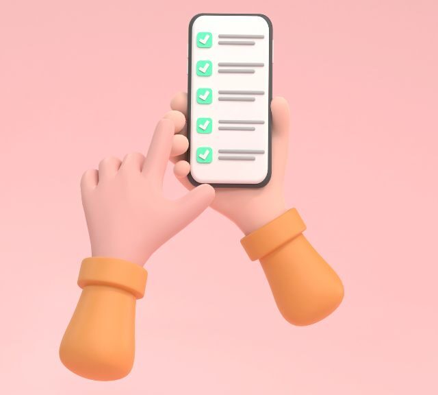 チェックリストが表示されたスマホのイラスト