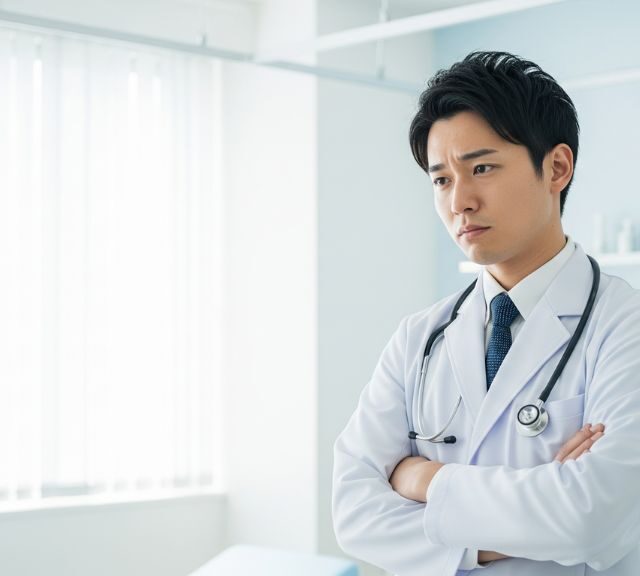 腕を組んで考える男性医師