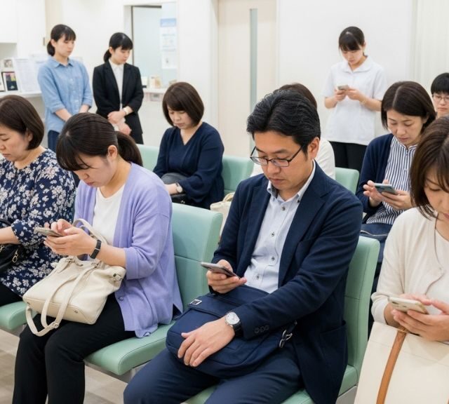 待合室で待っている患者