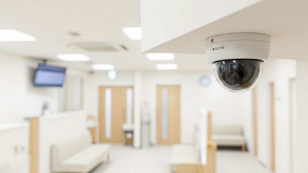 クリニックに設置された防犯カメラのズーム