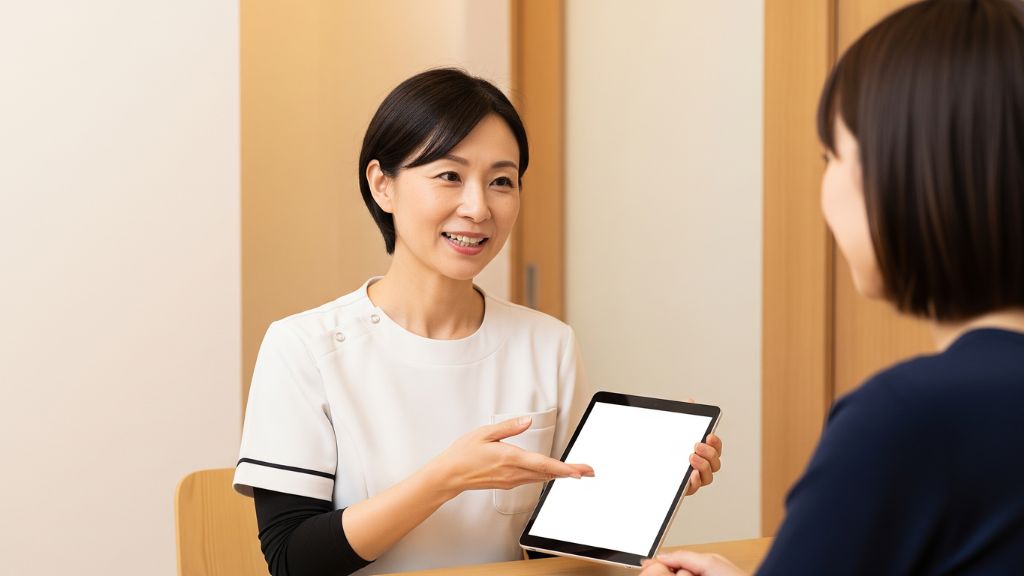 患者に説明する栄養士