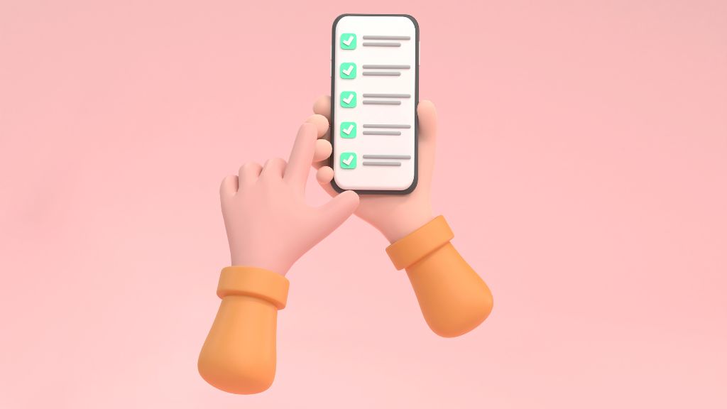 チェックリストが表示されたスマホのイラスト