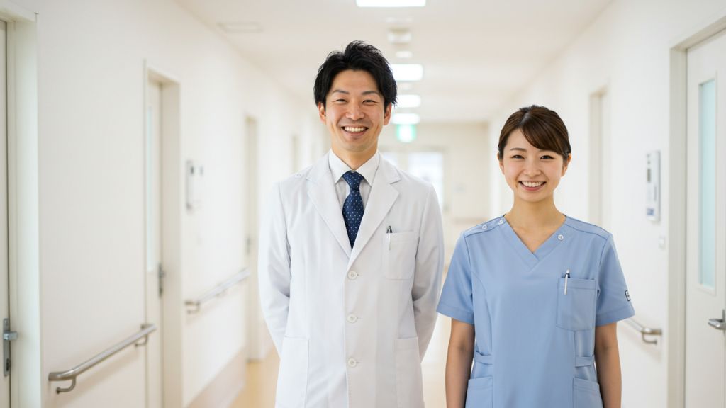 笑顔の医師と看護師