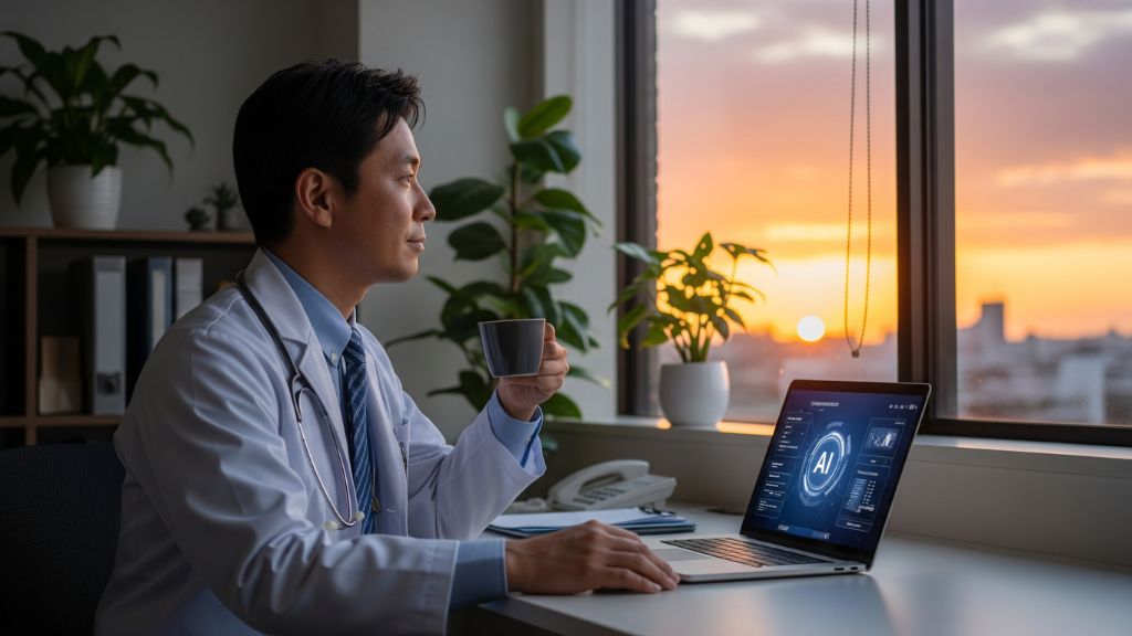夕暮れ時にAIを活用しようとしている医師