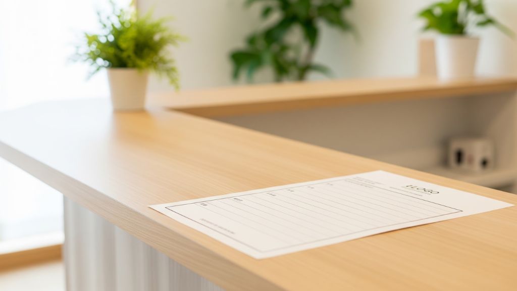 クリニックの受付に置かれた問診票