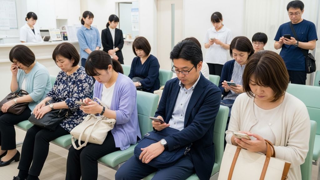 待合室で待っている患者