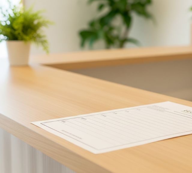 クリニックの受付に置かれた問診票