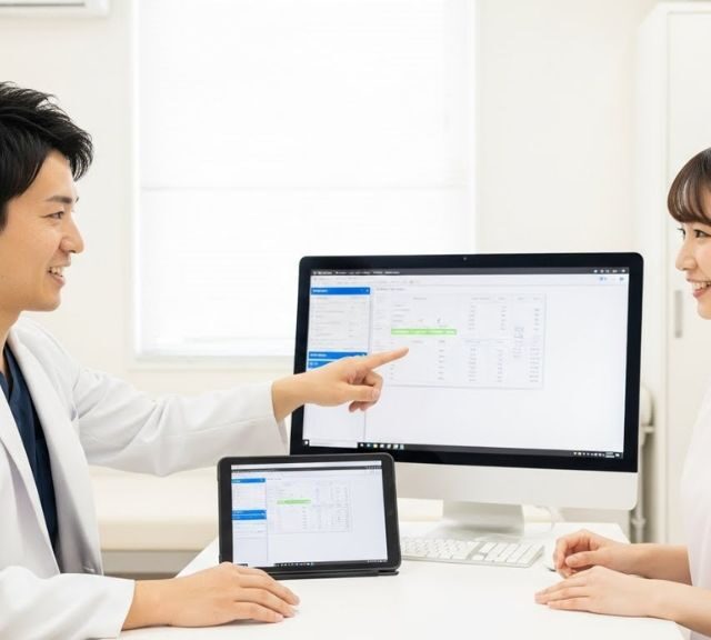 電子カルテを比較検討している様子